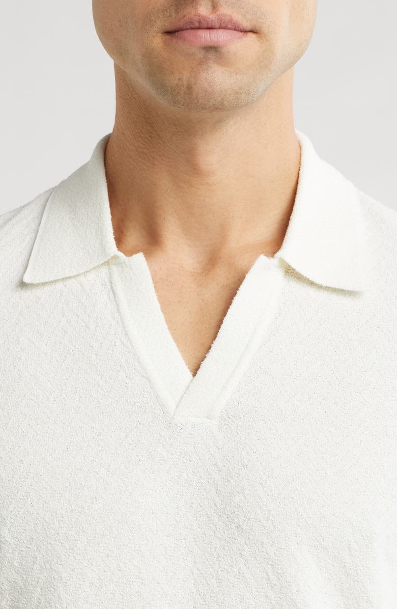 rag & bone Zuma Johnny Collar Chevron Terry Cloth Polo, Alternate, color, Chalk