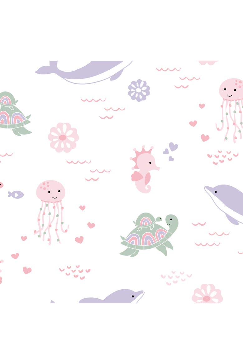 Sea Dreams Soft 100% Cotton Nautical Ocean Fitted Crib Sheet, Alternate, color, White