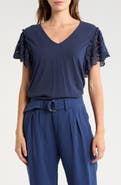 Ramy Brook Diana Eyelet Sleeve Top