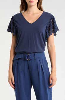 Ramy Brook Diana Eyelet Sleeve Top