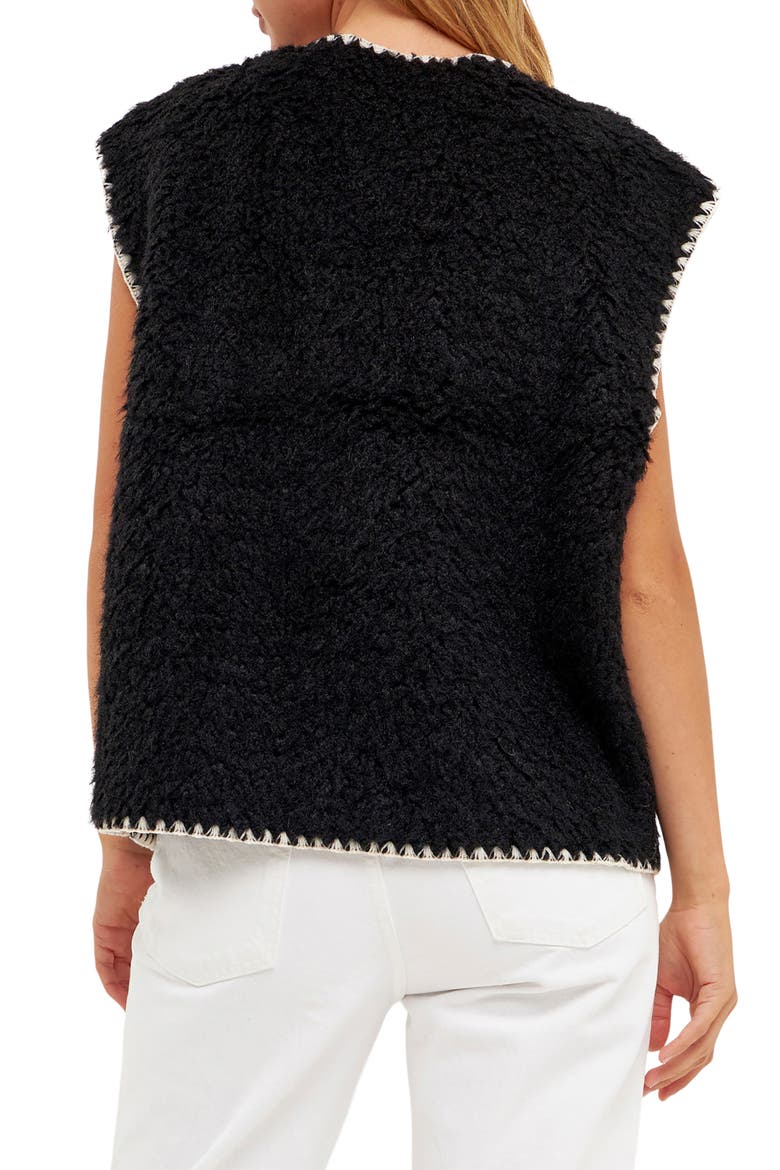 Premium Faux Shearling Vest, Alternate, color, BLACK