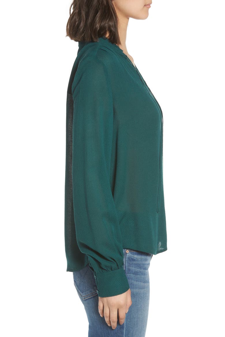Tie Neck Ruffle Blouse, Alternate, color, GREEN BUG