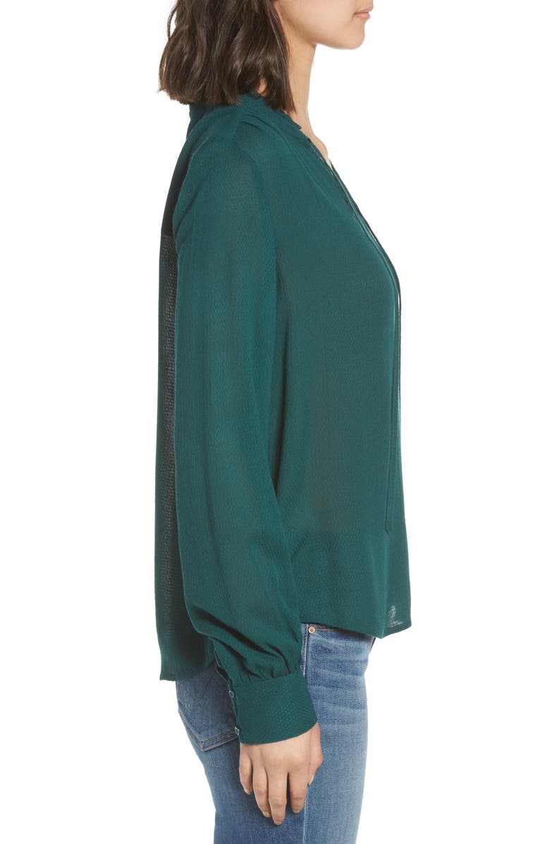 Hinge Tie Neck Ruffle Blouse, Alternate, color, Green Bug
