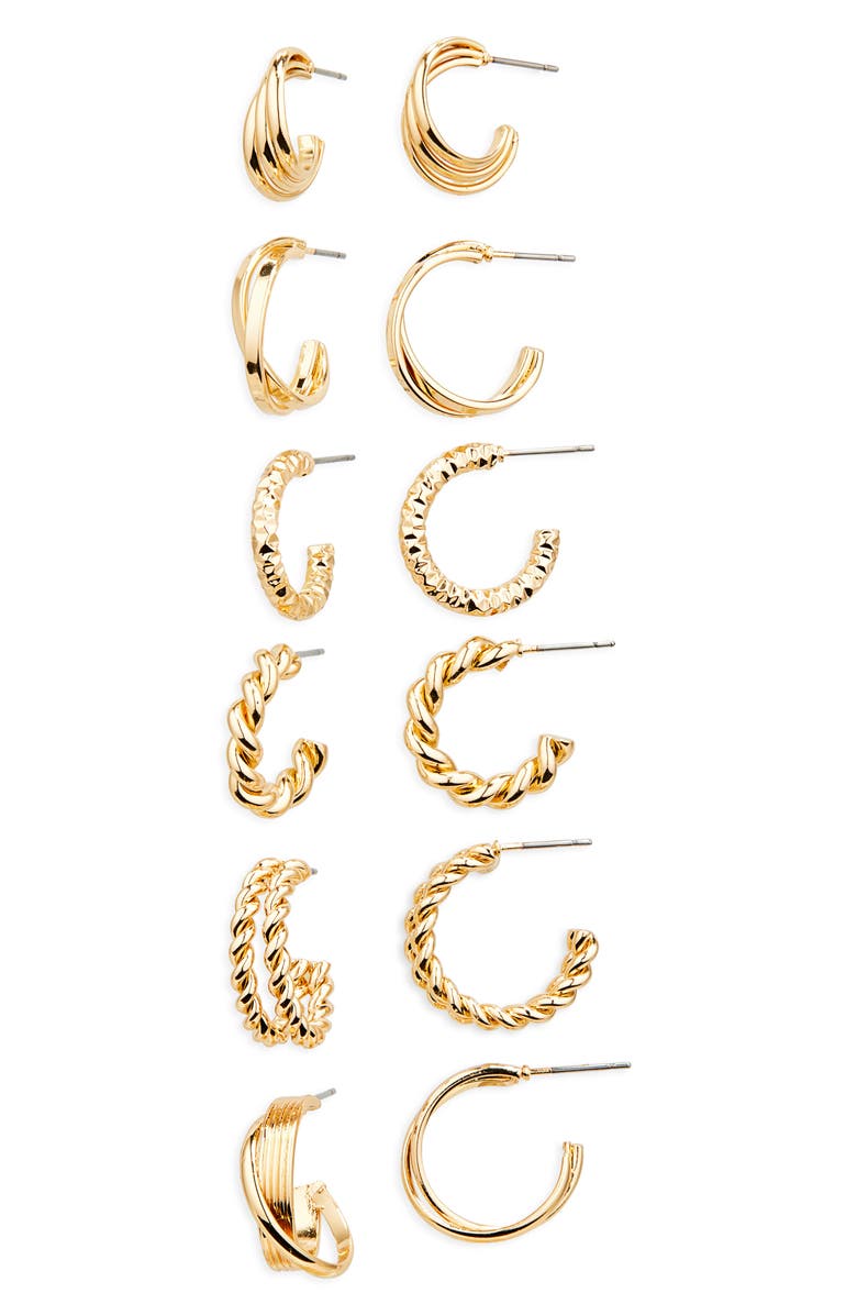 Stephan & Co. 6-Pack Hoop Earrings, Main, color, 