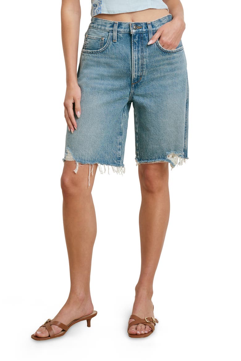 The Tommy Distressed High Waist Bermuda Shorts, Main, color, DUBLIN