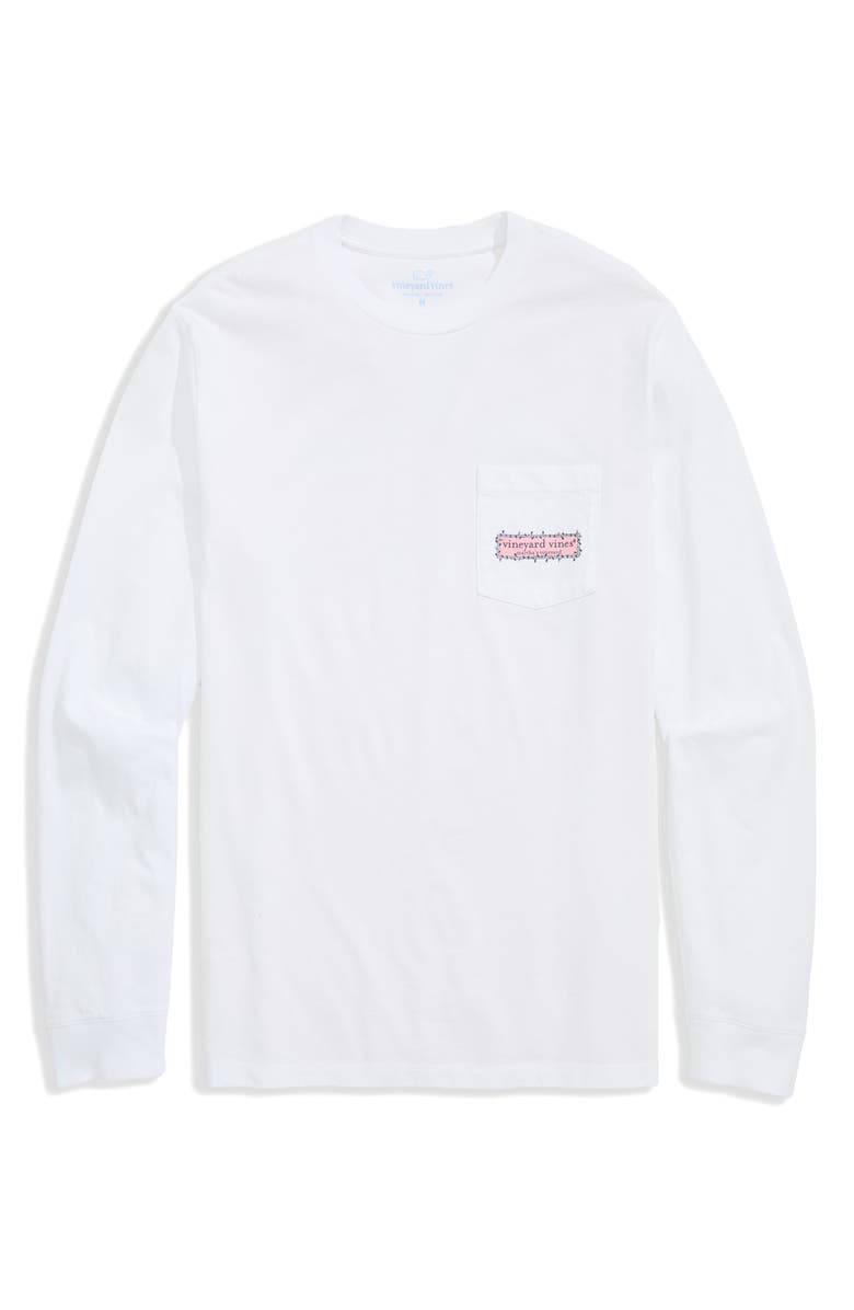 vineyard vines String Lights Pups Long Sleeve Cotton Graphic T-Shirt, Main, color, White Cap