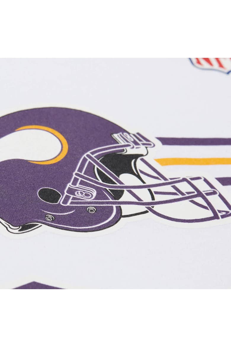 Men's Mitchell & Ness Randy Moss White Minnesota Vikings Name & Number Team Origins Vintage Logo T-Shirt, Alternate, color, White