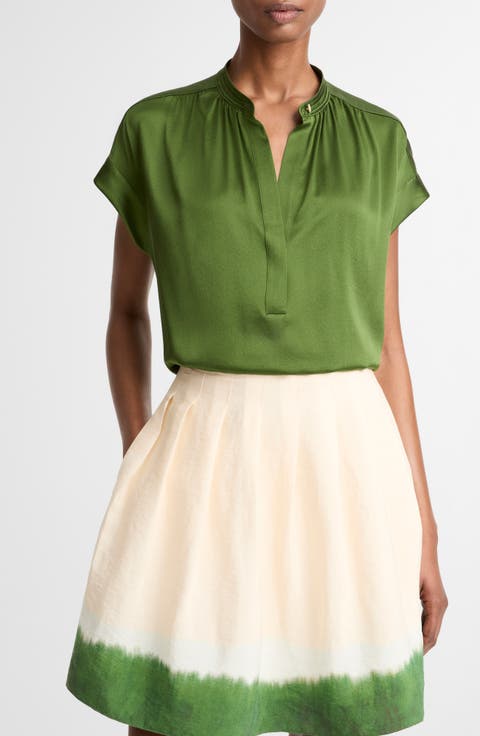 Shirred Detail Silk Top