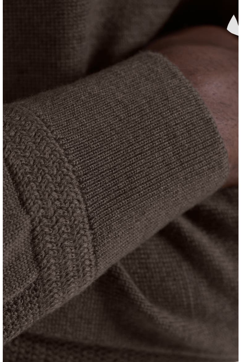 Merino Wool Quarter Zip Polo Sweater, Alternate, color, WALNUT