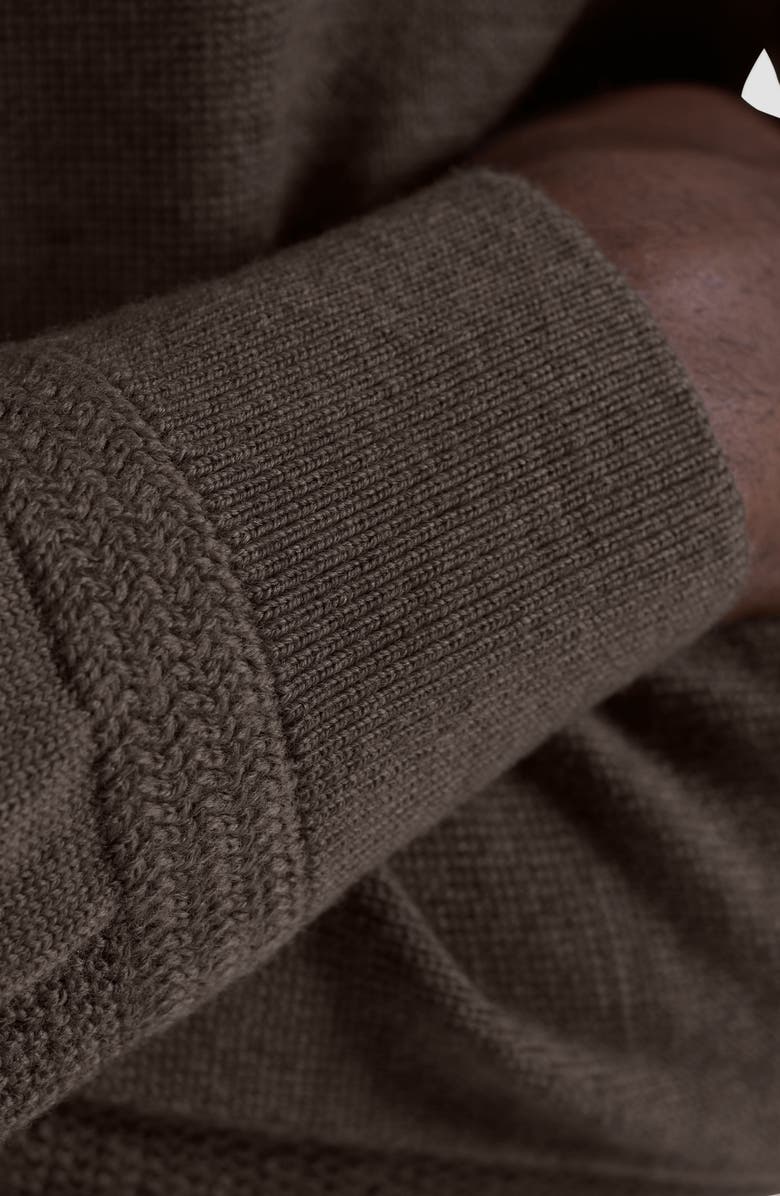 Bugatchi Merino Wool Quarter Zip Polo Sweater, Alternate, color, Walnut