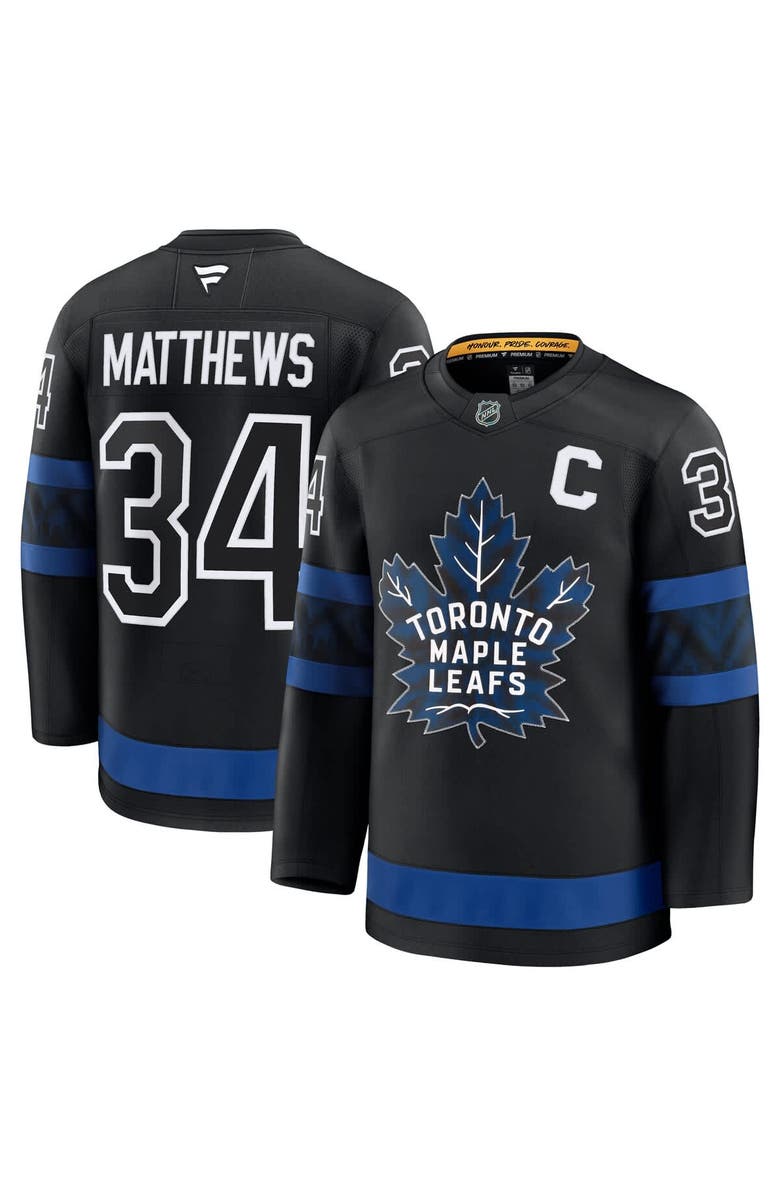 FANATICS Men's Fanatics Auston Matthews Black Toronto Maple Leafs Captain Patch Alternate Premium Jersey, Main, color, 