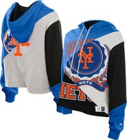 New Era Women's New Era New York Mets Upcycled Color Block Cropped Boxy Hoodie