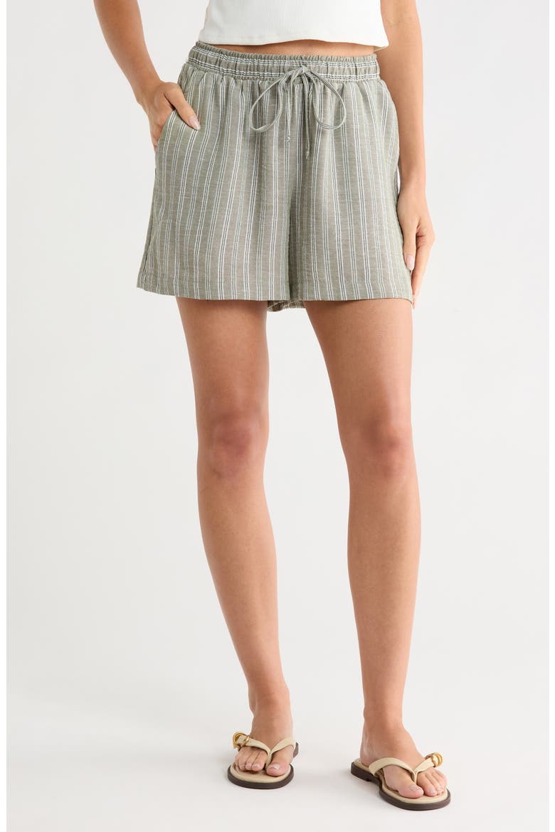 Stripe Drawstring Shorts, Main, color, ARMY STRIPE