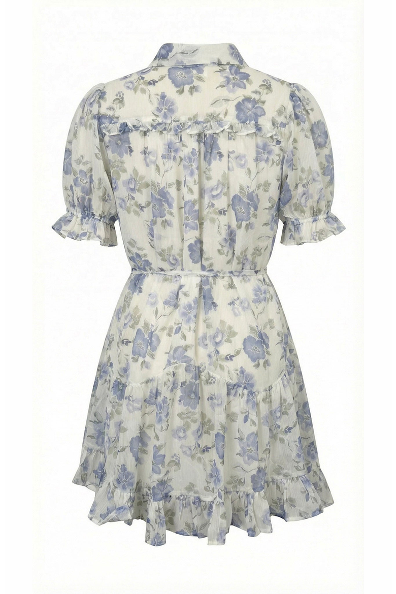 Floral Tie Waist Shirt Dress, Alternate, color, White / Floral