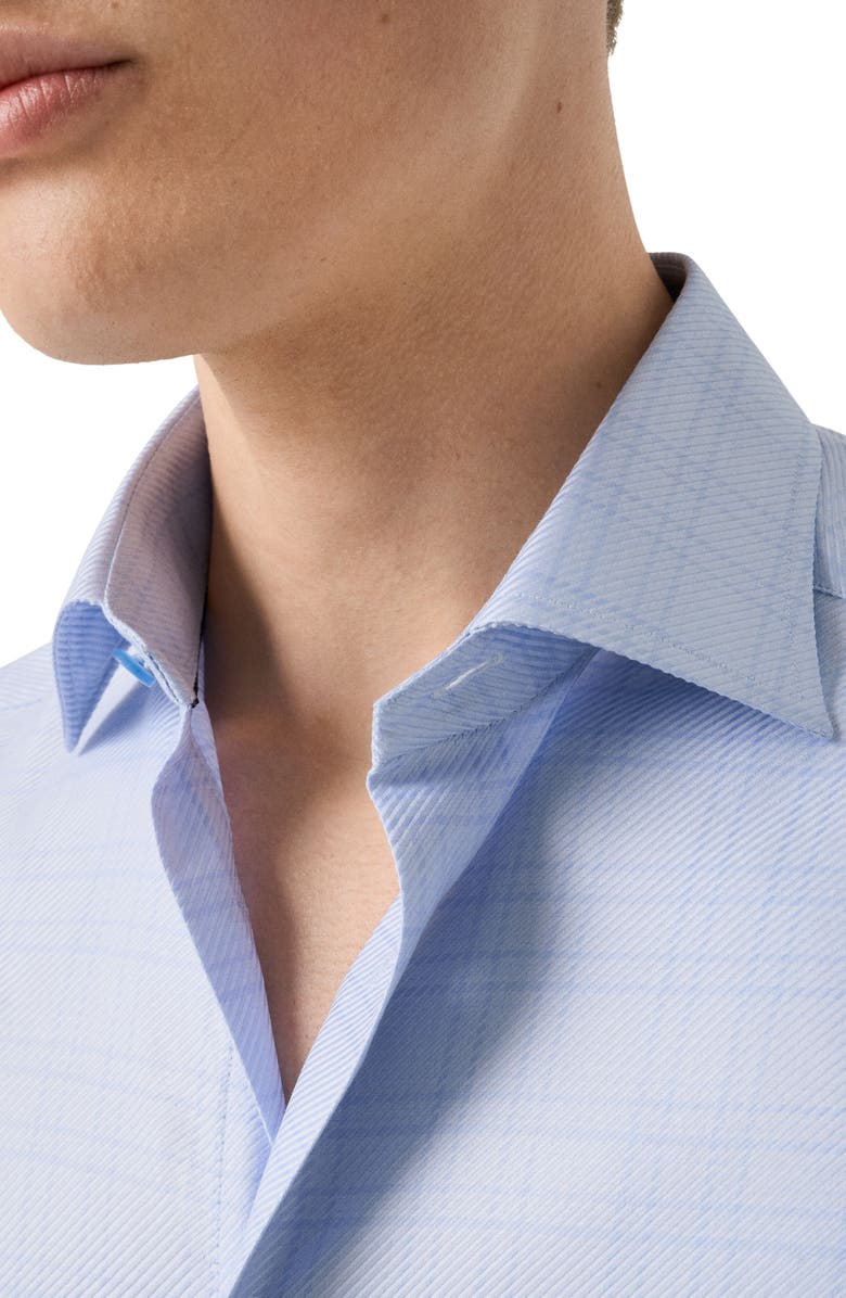 Eton Slim Fit Check King Twill Dress Shirt, Alternate, color, Light Blue