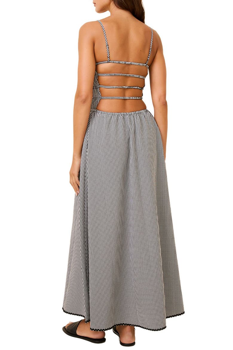 The Delta Gingham Cotton Maxi Sundress, Alternate, color, BLACKOUT