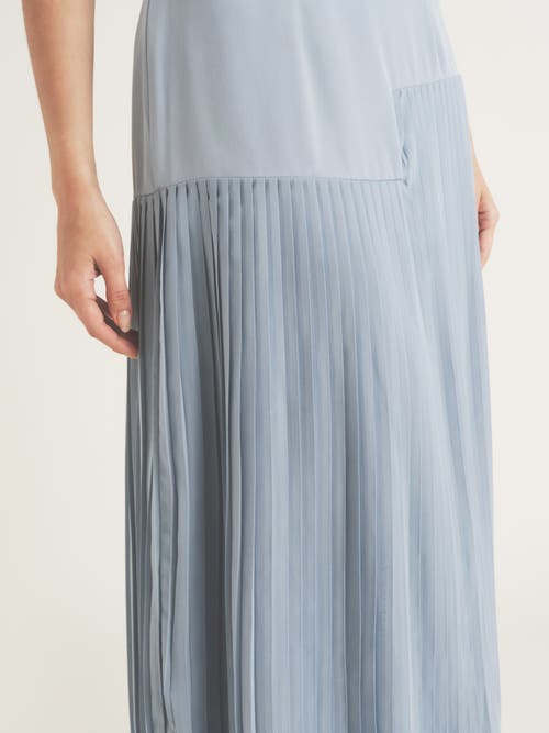 Six Stories Pleated Cap Sleeve Maxi Dress In Blue
