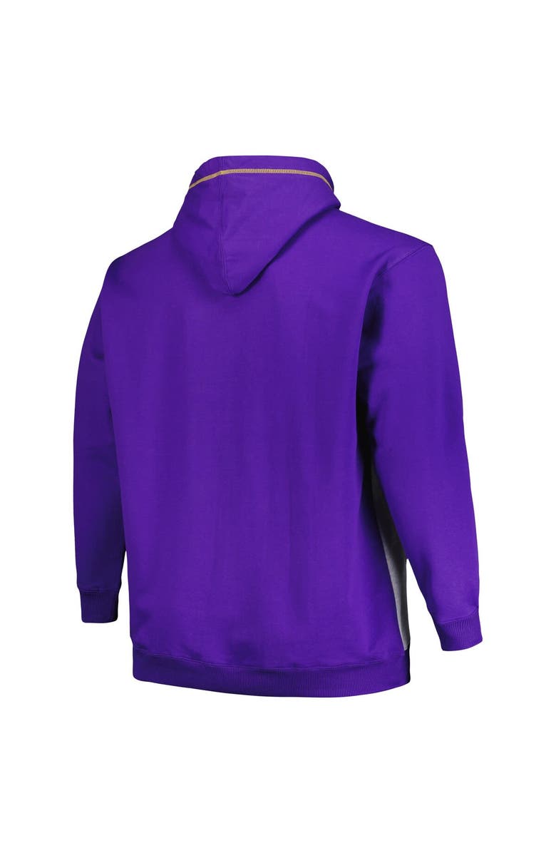 FANATICS Men's Fanatics Branded Purple/Heather Gray Los Angeles Lakers Big & Tall Contrast Pieced Stitched Full-Zip Hoodie, Alternate, color, Purple