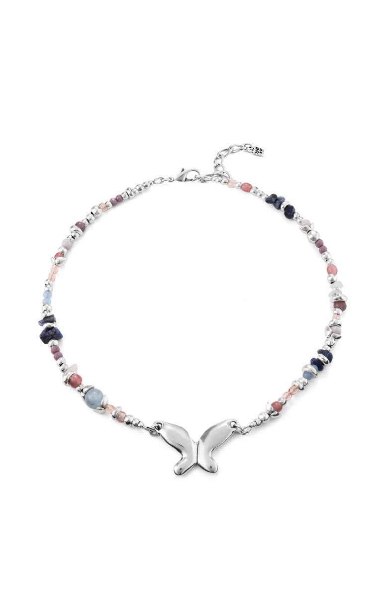 UNODE50 Sterling silver-plated necklace with multicolor handmade crystals, Main, color, Silver