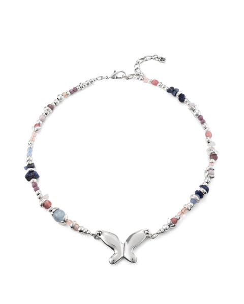 Sterling silver-plated necklace with multicolor handmade crystals