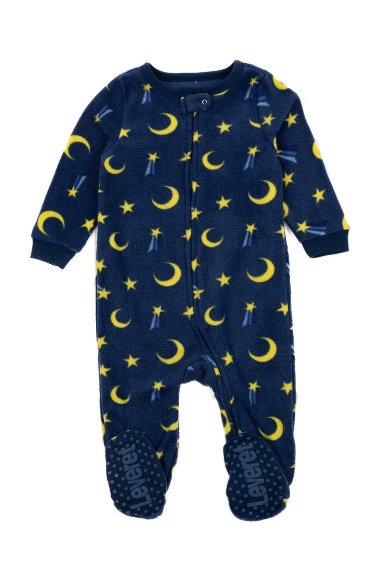 Footed Fleece Printed Matching Family Holiday Pajamas, Main, color, BLUE