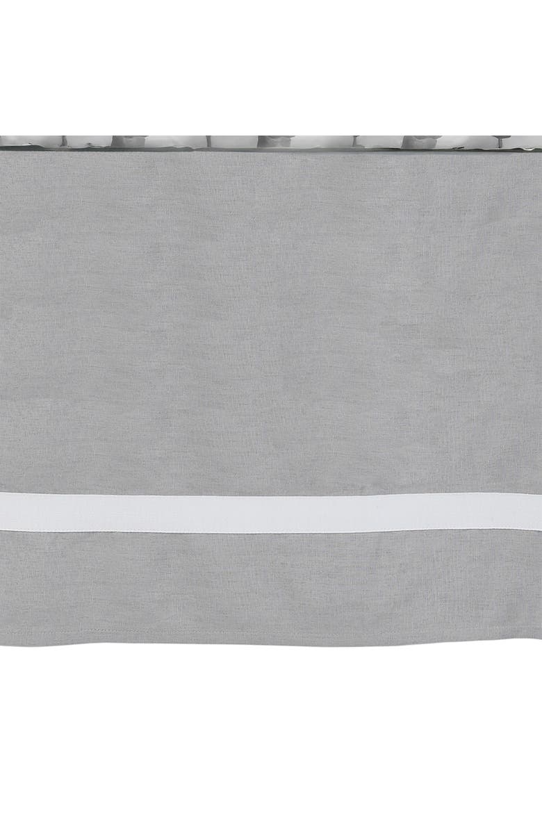 Signature Linen with White Trim 4-Sided Crib Skirt, Main, color, Gray