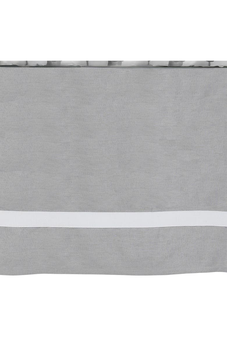 Lambs & Ivy Signature Linen with White Trim 4-Sided Crib Skirt, Main, color, Gray