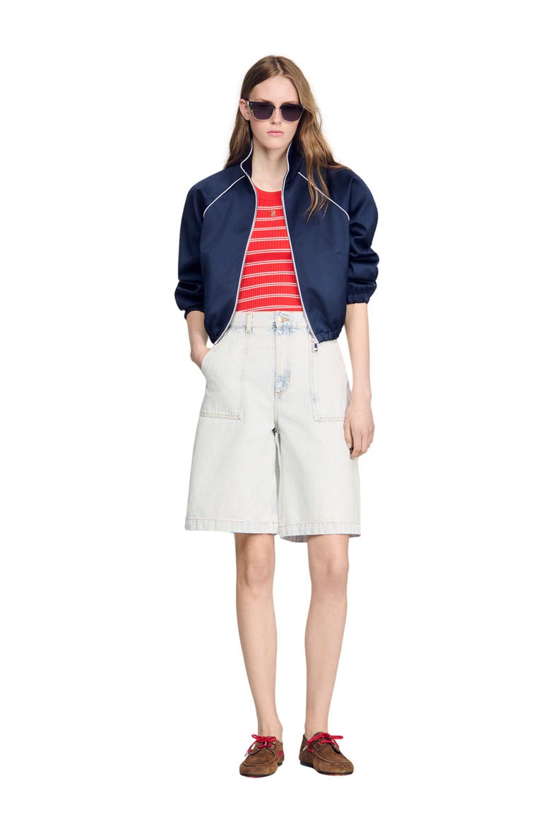 Washed denim Bermuda shorts, Alternate, color, Light bu jean