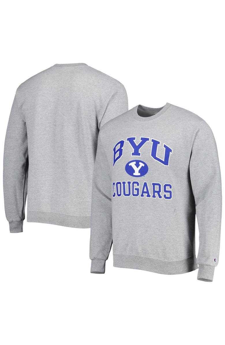 Champion Men's Champion Heather Gray BYU Cougars High Motor Pullover Sweatshirt, Main, color, Heather Gray