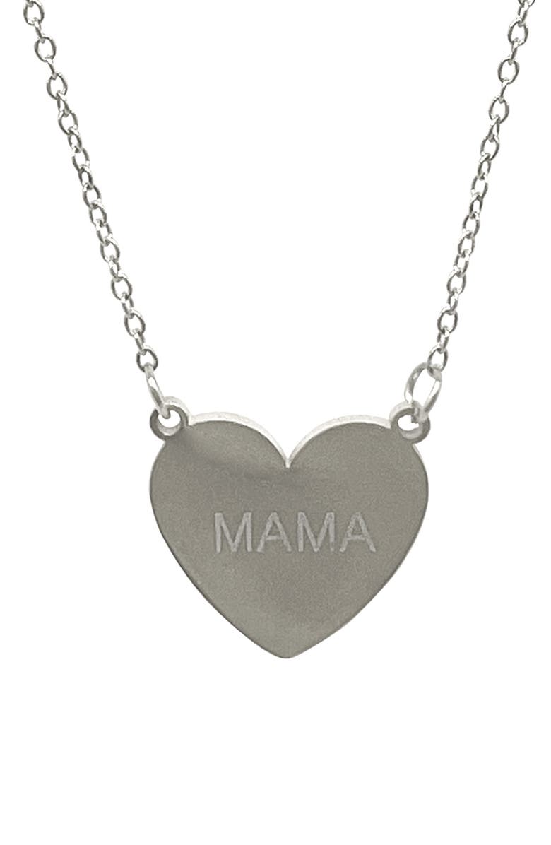 Adornia Water Resistant Mama Heart Necklace, Alternate, color, Silver