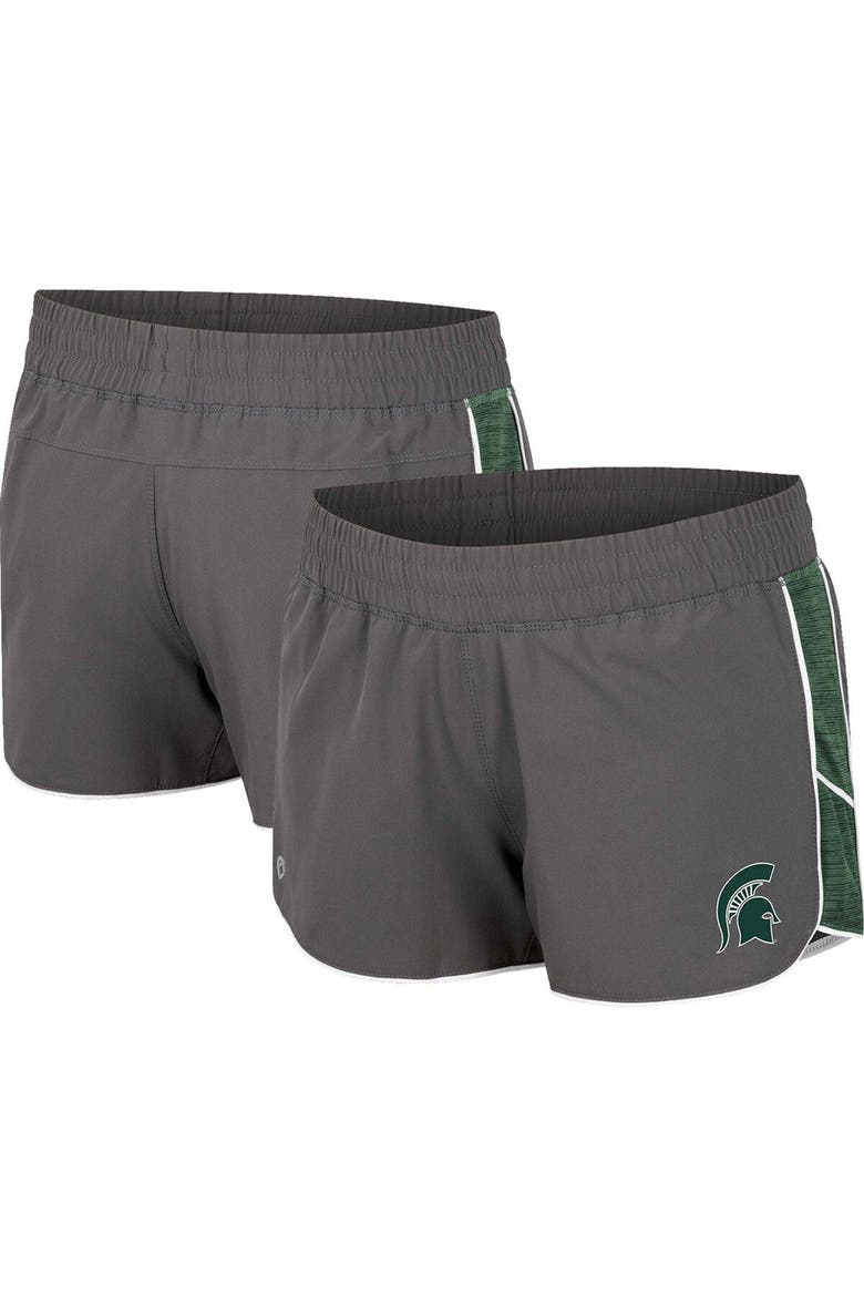 Women's Colosseum Gray Michigan State Spartans Pull The Switch Running Shorts, Main, color, Gray