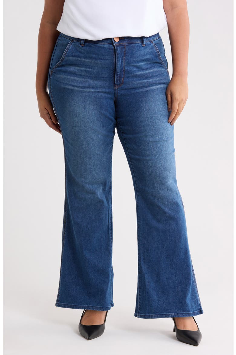 Soution Skyrise Double Side Flare Jeans, Main, color, BLUE