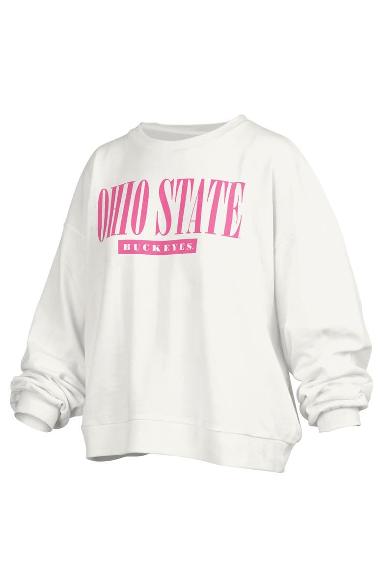 PRESSBOX Women's Pressbox White Ohio State Buckeyes Sutton Janise Waist Length Oversized Pullover Sweatshirt, Alternate, color, 