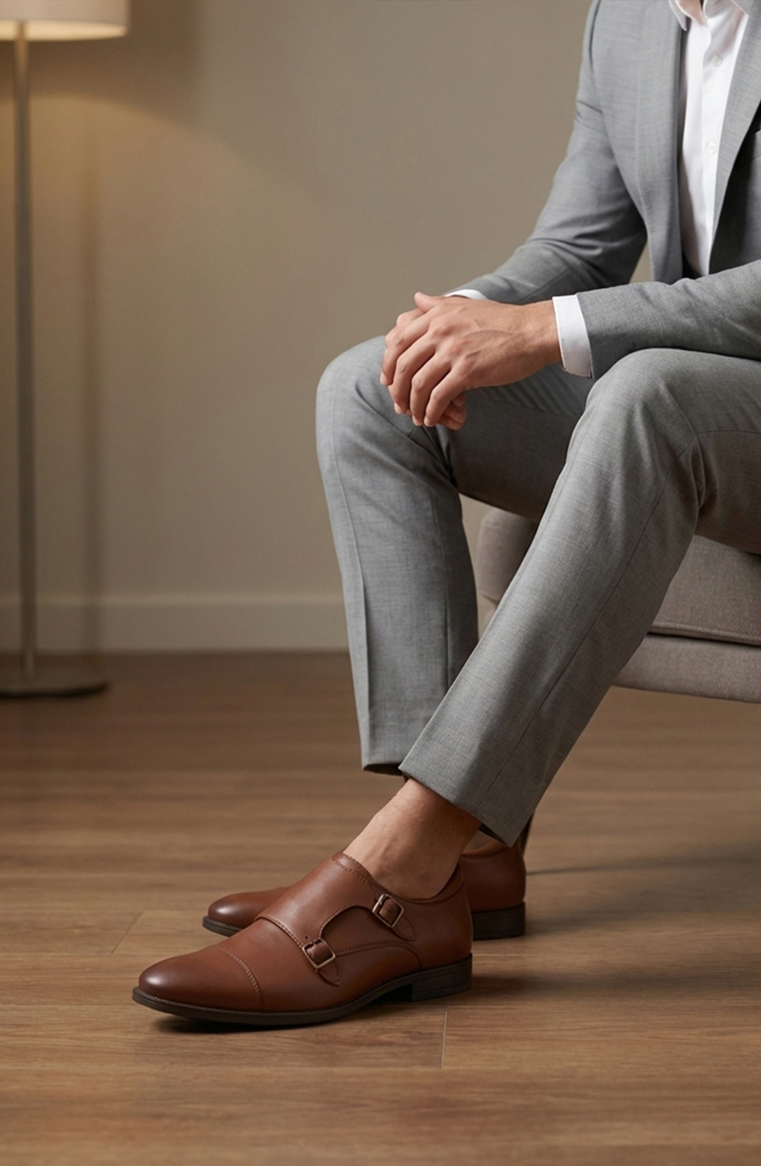 Olive Street Double Monk Dress Oxford, Alternate, color, COGNAC