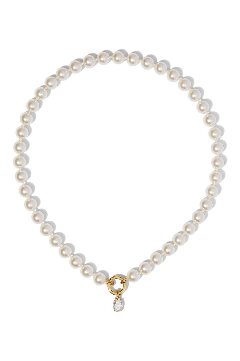 Poppy Charm Ring Necklace, Main, color, GOLD/ WHITE