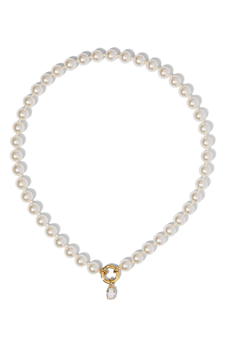 Nadri Poppy Charm Ring Necklace, Main, color, Gold/ White