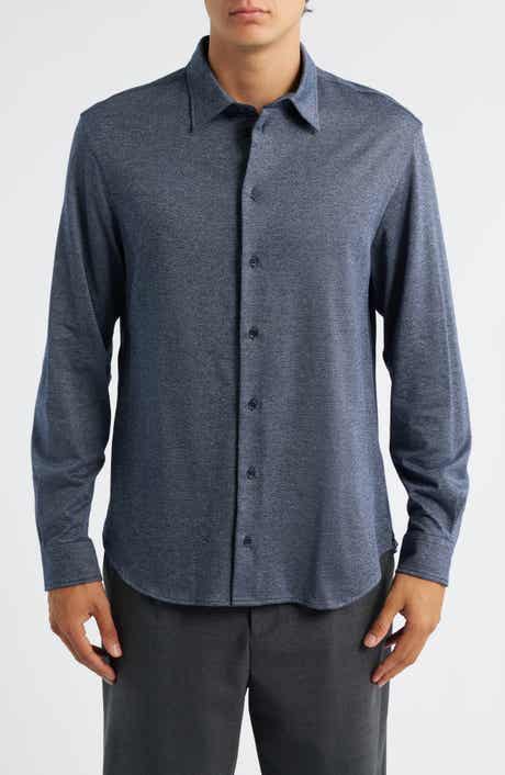 Emporio Armani Heathered Knit Cotton Button-Up Shirt