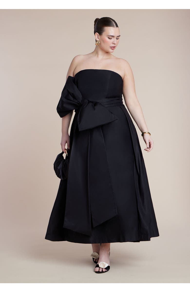 ELOQUII Dramatic Bow Gown, Main, color, Black Onyx