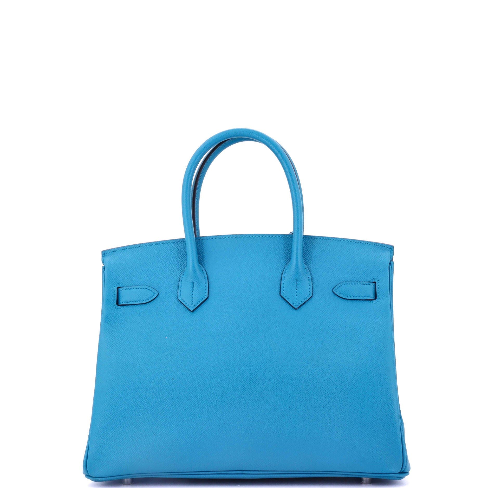 Pre-Owned Hermes Birkin Handbag Blue Epsom with Palladium Hardware 30, Alternate, color, 