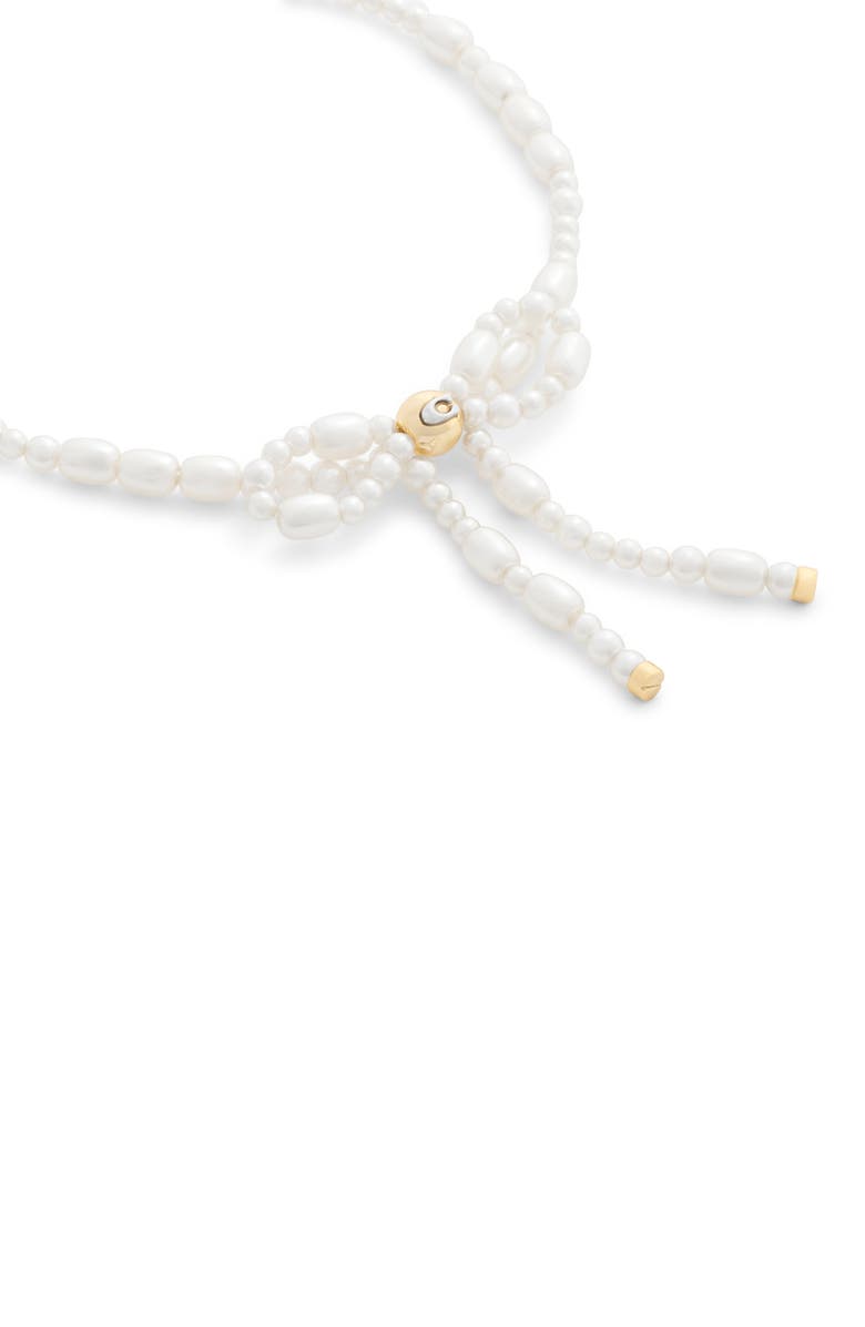 COACH Faux Pearl Bow Bracelet, Alternate, color, Pearl/ Gold