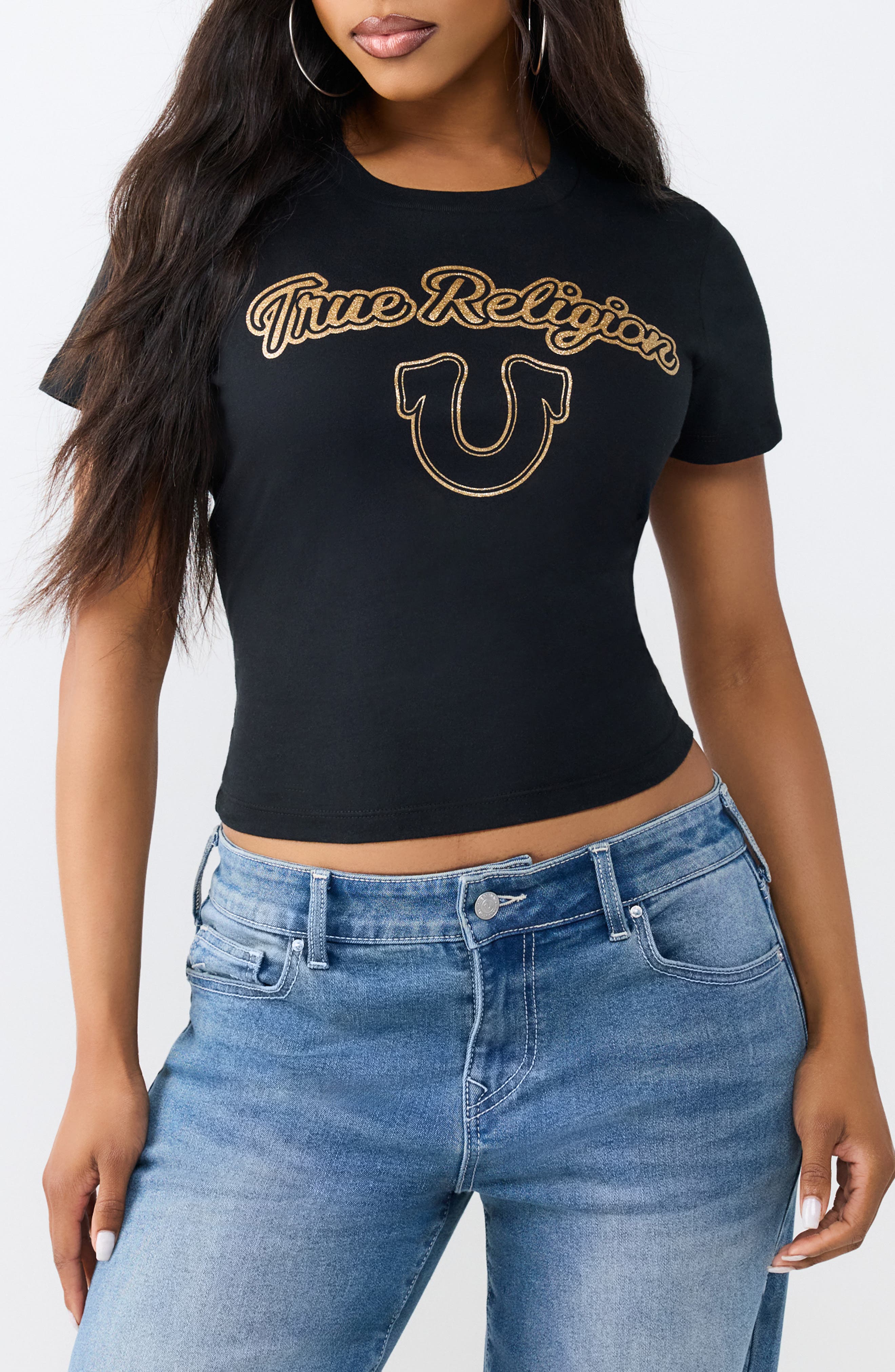 True Religion Glitter Horseshoe Relaxed Baby Tee