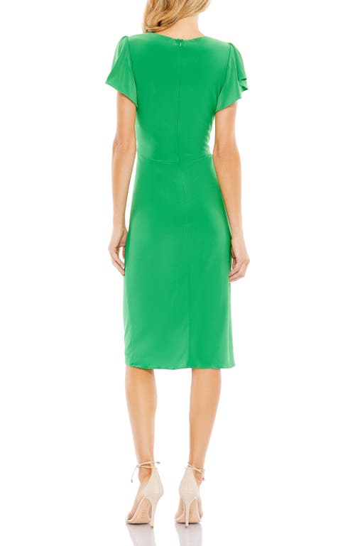 Mac Duggal Flounce Sleeve Midi Dress In Green