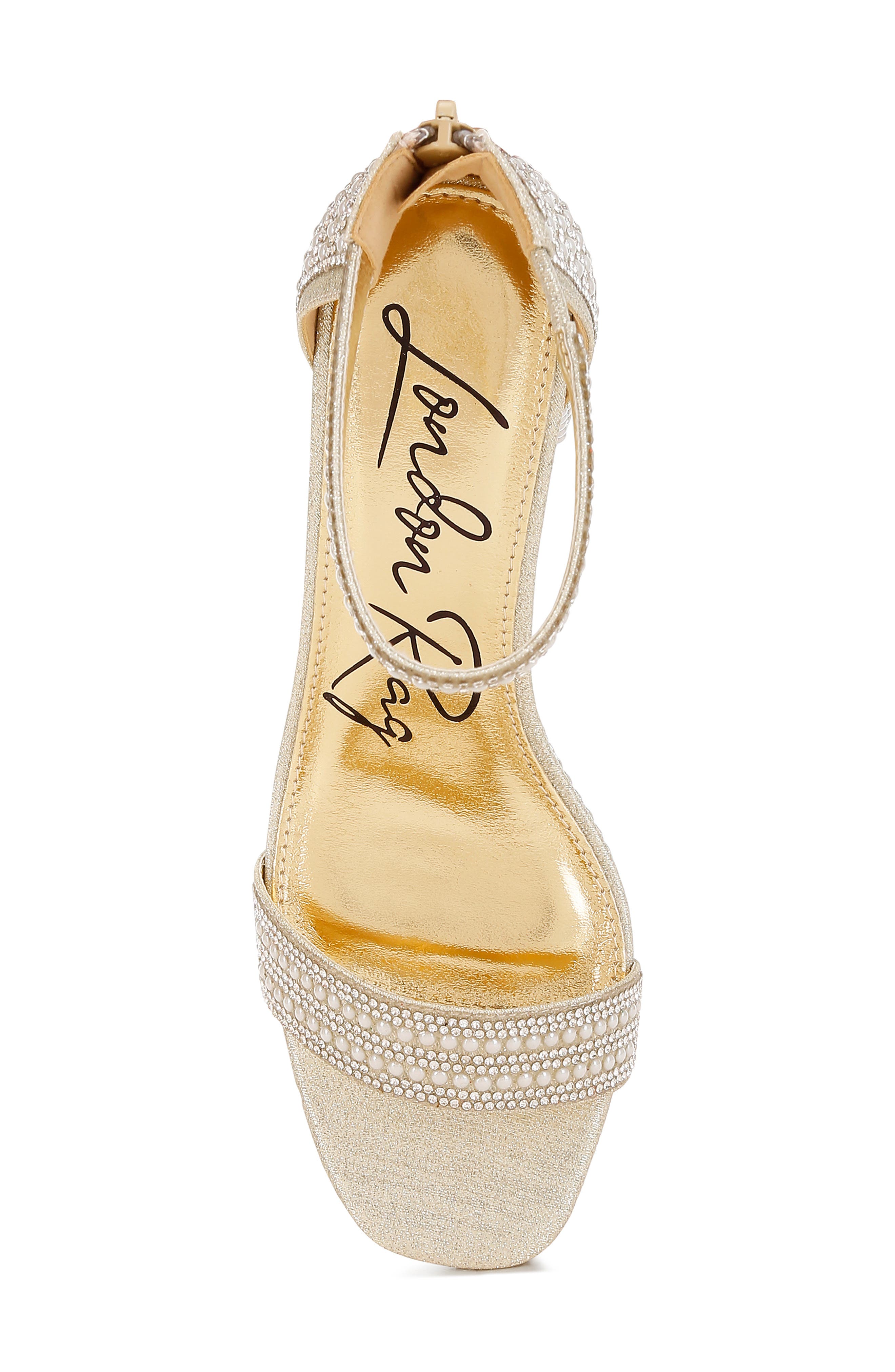 LONDON RAG Mejuri Faux Pearl Embellished Platform Sandal, Alternate, color, Gold