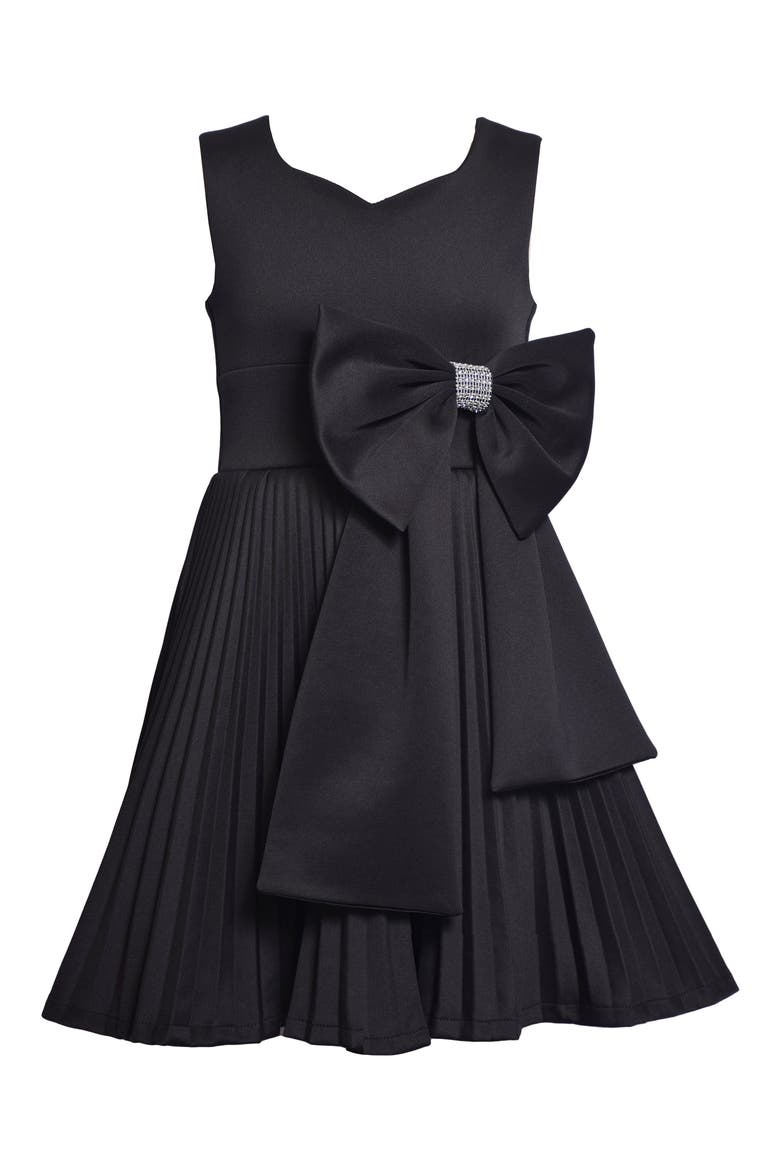 Kids' Pleated Scuba Party Dress, Main, color, BLACK