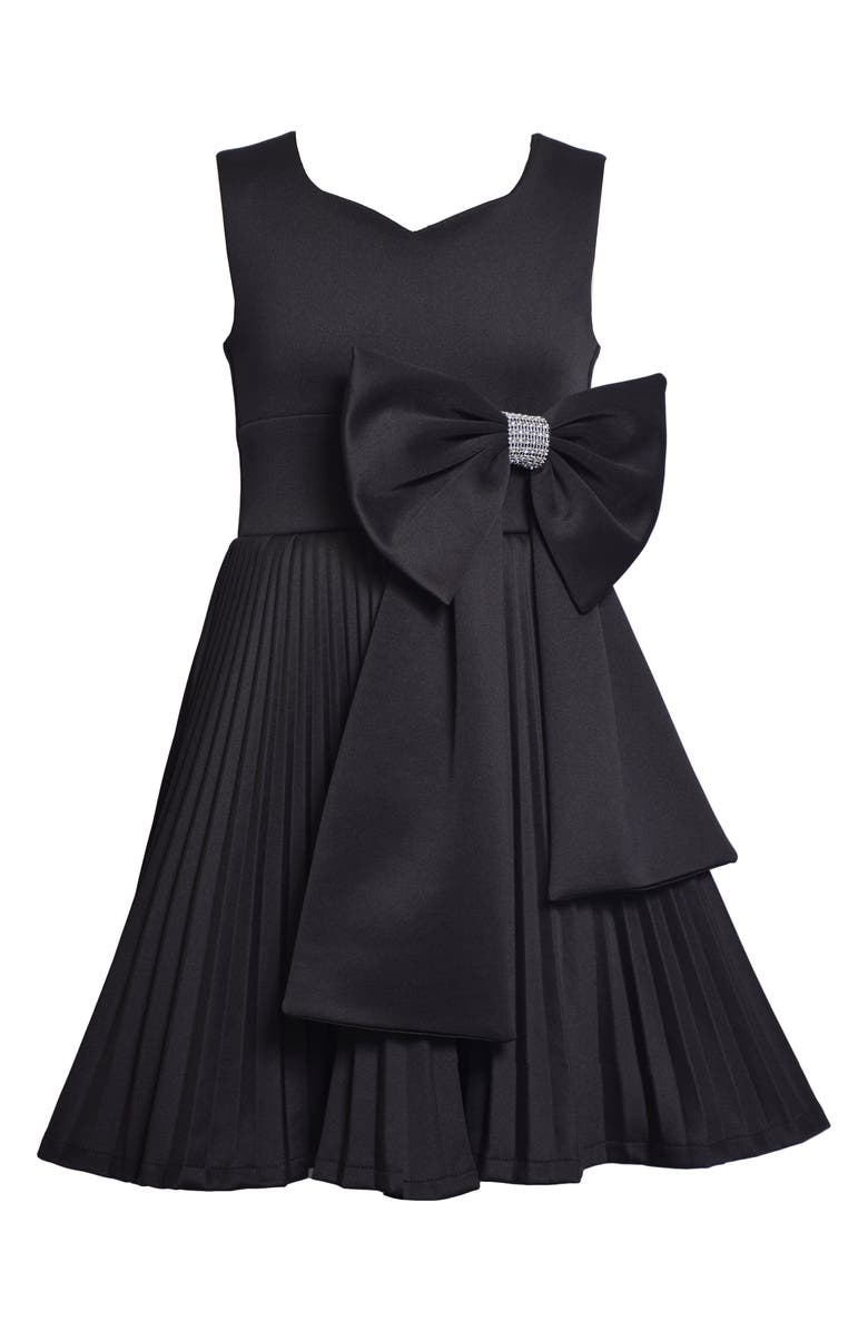 Iris & Ivy Kids' Pleated Scuba Party Dress, Main, color, Black