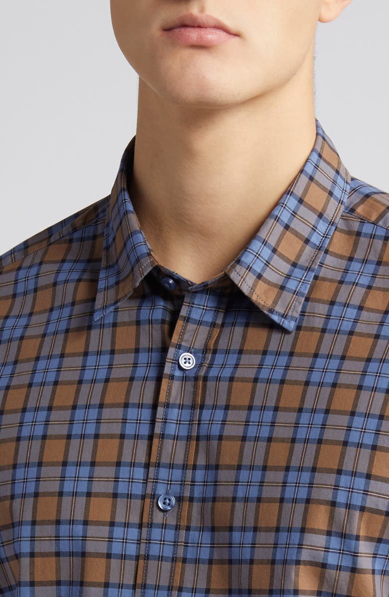 BOSS Liam Kent Regular Fit Check Stretch Cotton Button-Up Shirt, Alternate, color, 