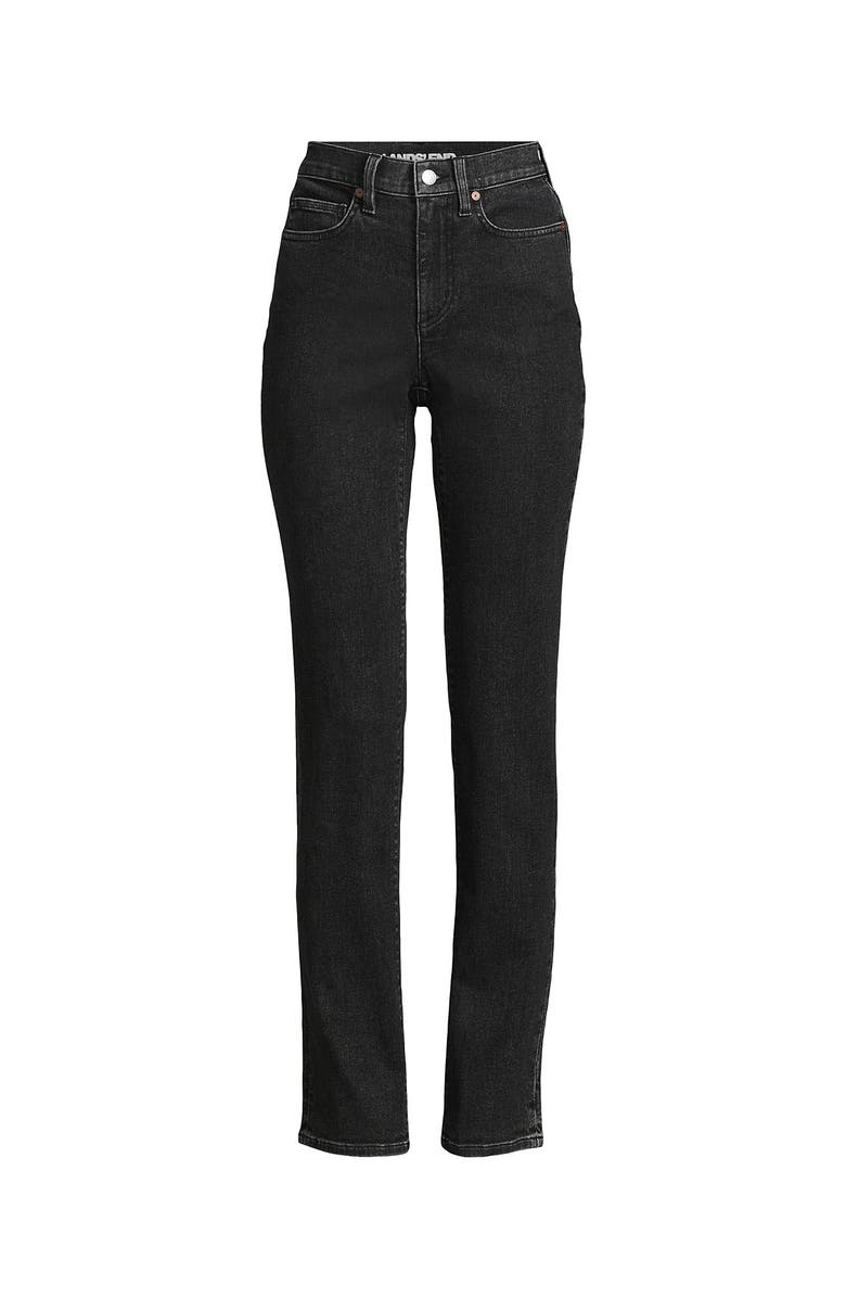 Lands' End Recover High Rise Straight Leg Blue Jeans, Alternate, color, Black Stone Wash