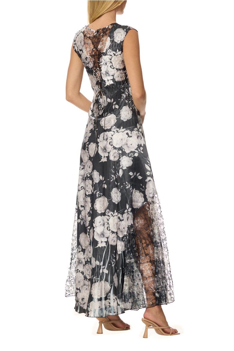 Charmuese Maxi with Lace Up Back Detail, Alternate, color, Night Rose