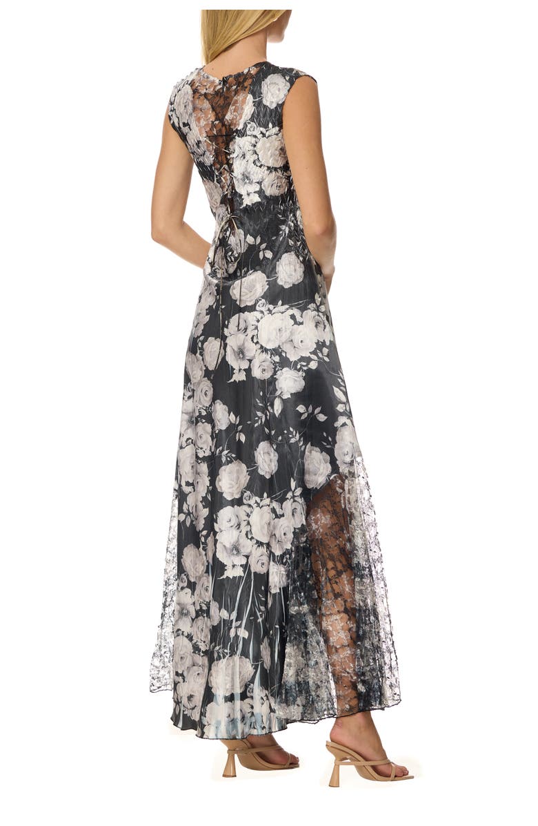 Komarov Charmuese Maxi with Lace Up Back Detail, Alternate, color, Night Rose