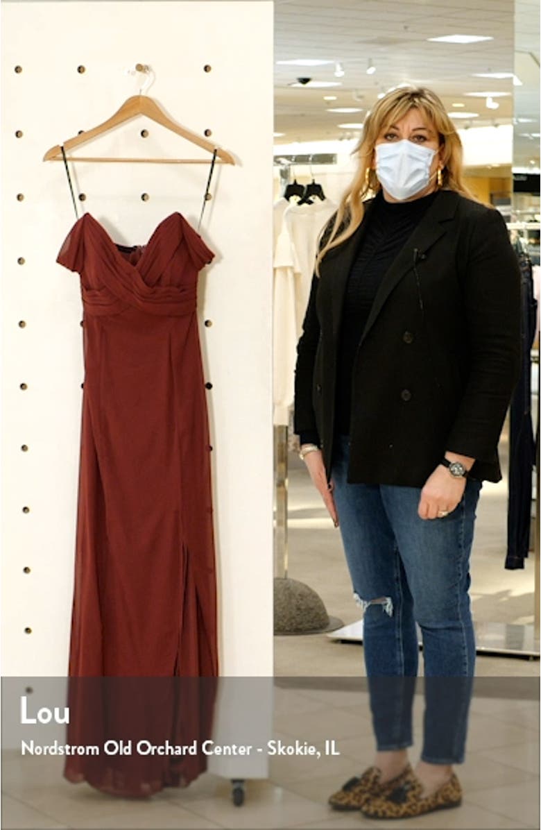 Strapless V-Neck Chiffon Trumpet Gown, sales video thumbnail